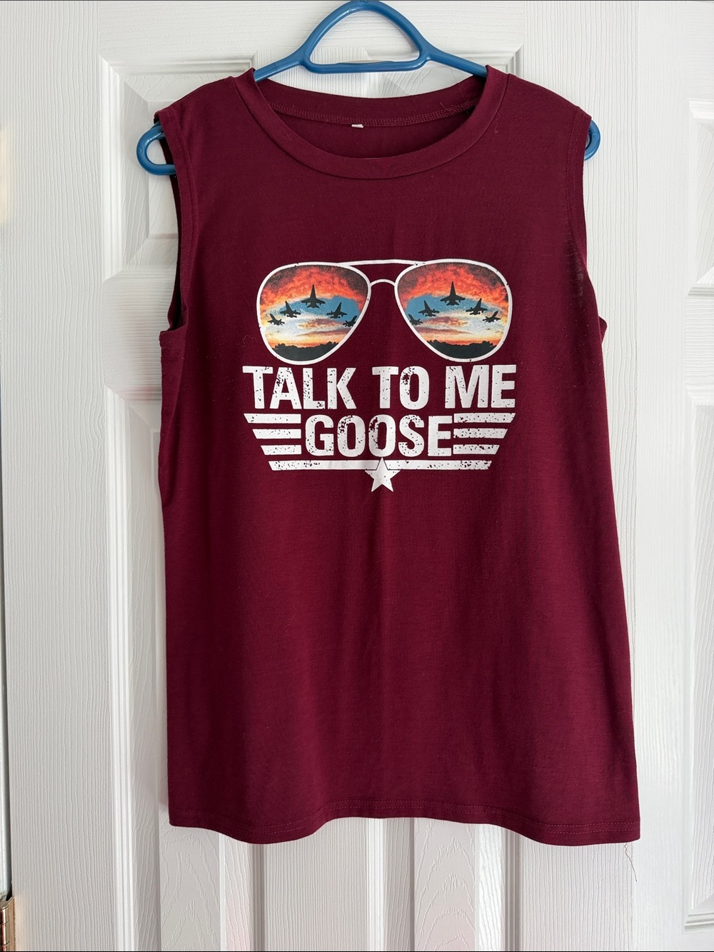 Talk To Me Goose Women's Muscle Tee - Burgundy